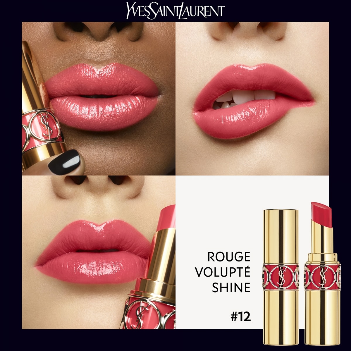 YVES SAINT LAURENT Rouge Volupté Shine Oil-In-Stick Rouge à Lèvres alliant Couleur, Soin et Brillance Longue Tenue