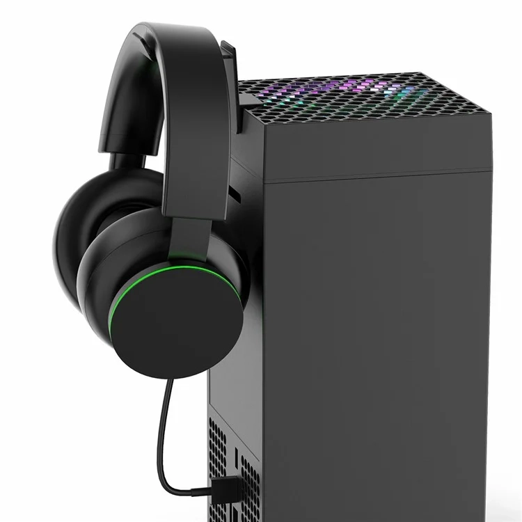 4in1 RGB Xbox Series X Ladestation mit Dual-Lüfter Kühlung / LED Licht / Controller und Headset Halterung - Schwarz