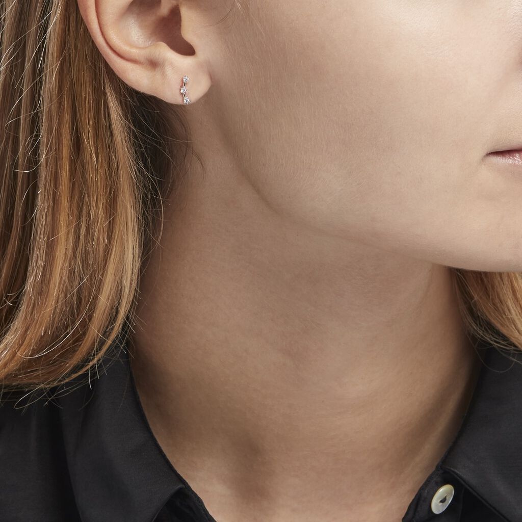 Boucles D'oreilles Puces Allegra Argent Blanc Oxyde De Zirconium