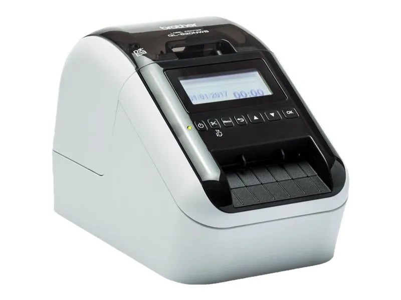 Brother QL-820NWBcVM - Etiketprinter - to-farvet (monokrom) - direkte termisk - Rulle (6,2 cm) - 300 x 600 dpi - op til 110 etiketter/min. - USB 2.0, Bluetooth 5.2, Wi-Fi(n), LAN - skærer - blank sort, hvid