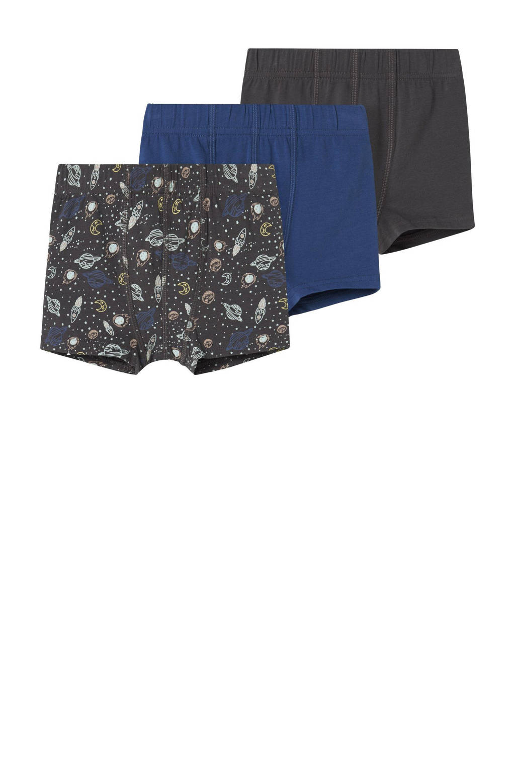 boxershort Space - set van 3 antraciet/blauw