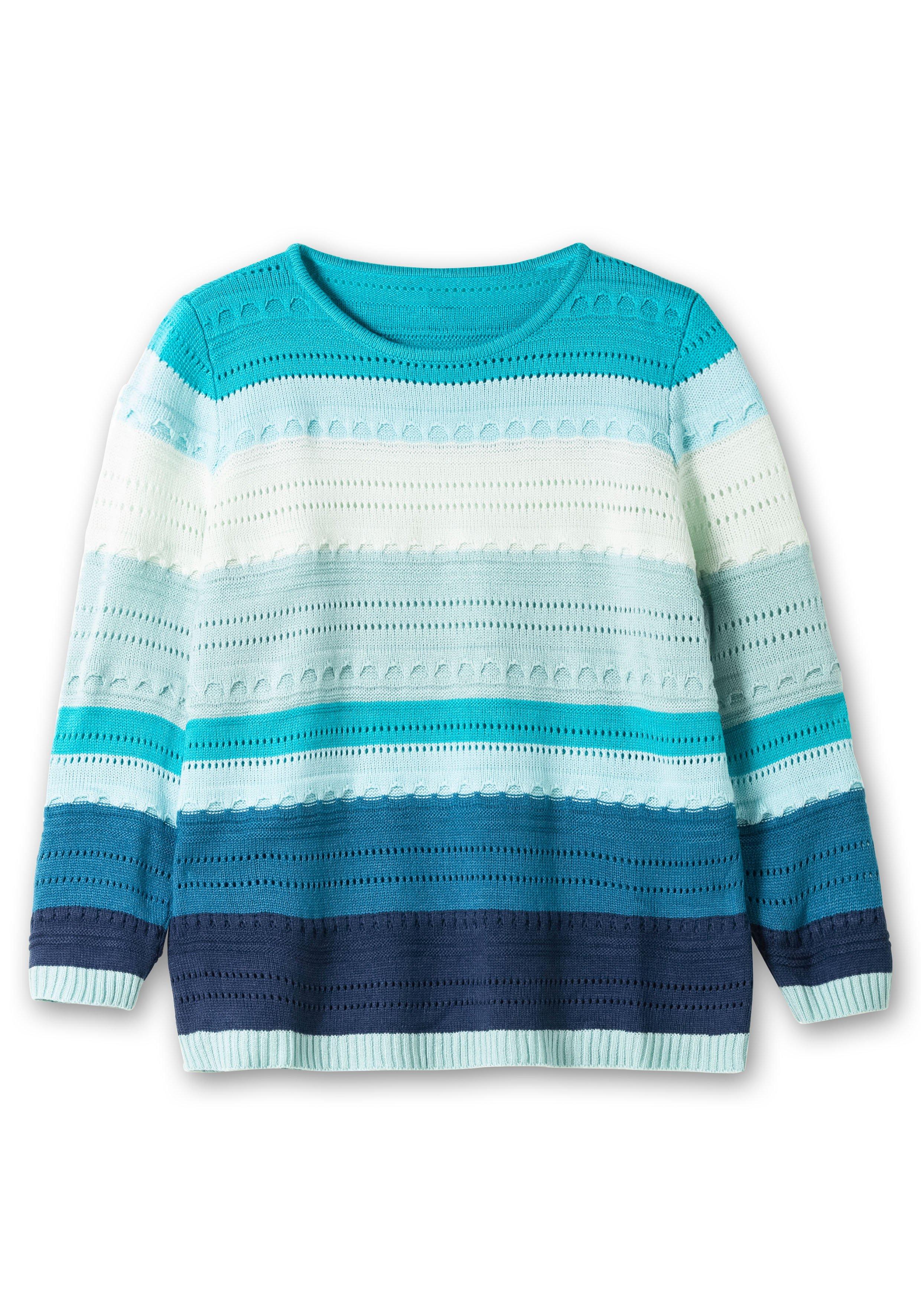 Pullover im Colorblocking und Ajourstrickmuster