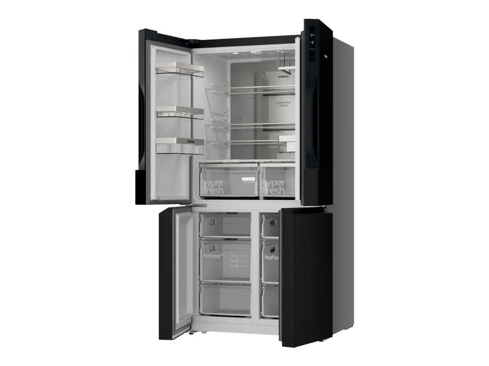 Siemens KF96NAXEA - Køleskab/fryser - bund-fryser - bredde: 91 cm - dybde: 73.1 cm - højde: 183 cm - 605 liter - Klasse E - BlackSteel