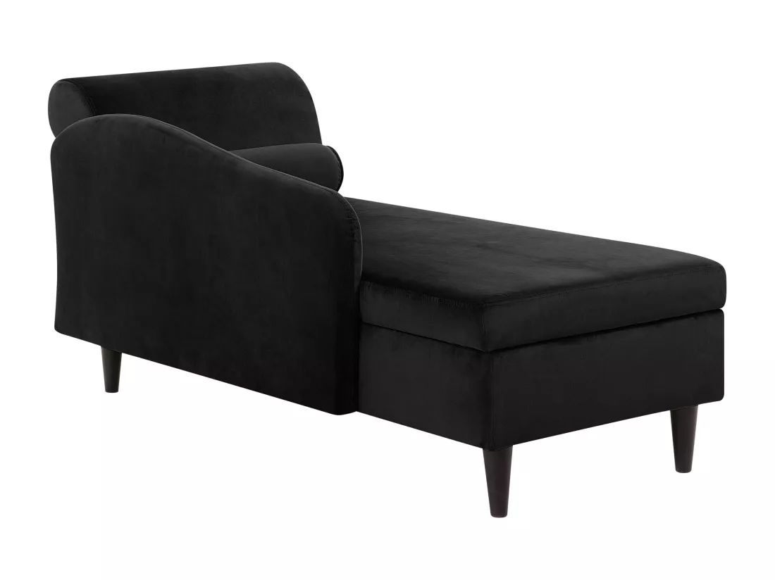 Chaise longue côté droit en velours noir LUIRO