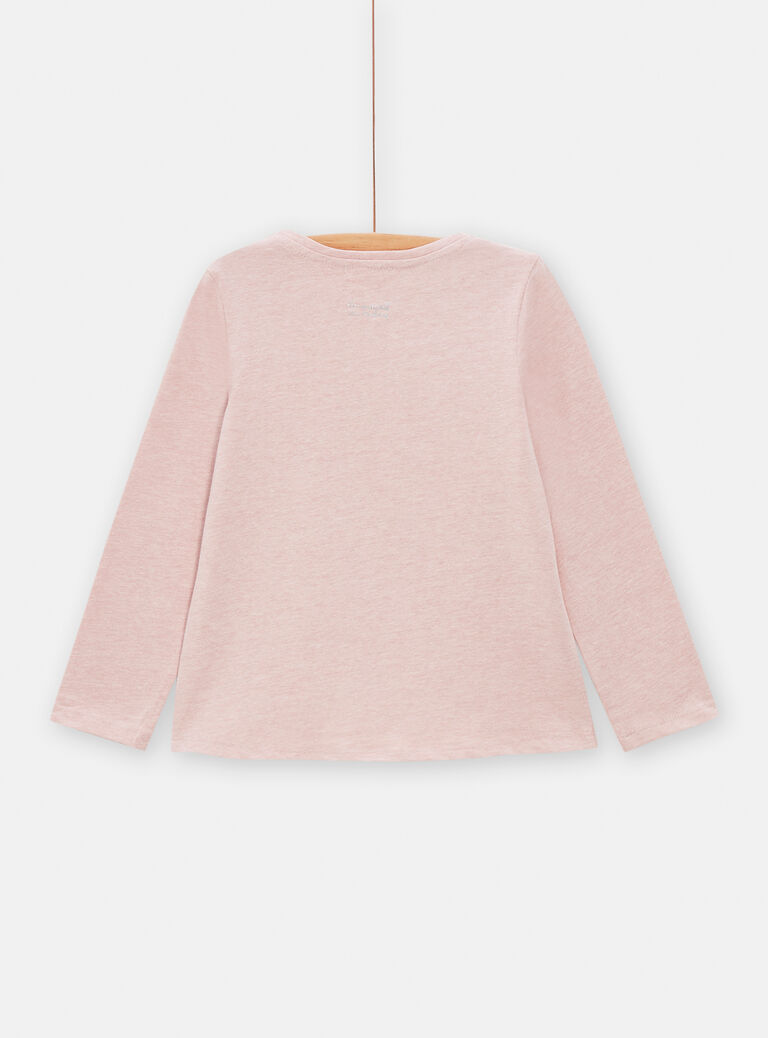 T-shirt manches longues rose poudrée pour fille