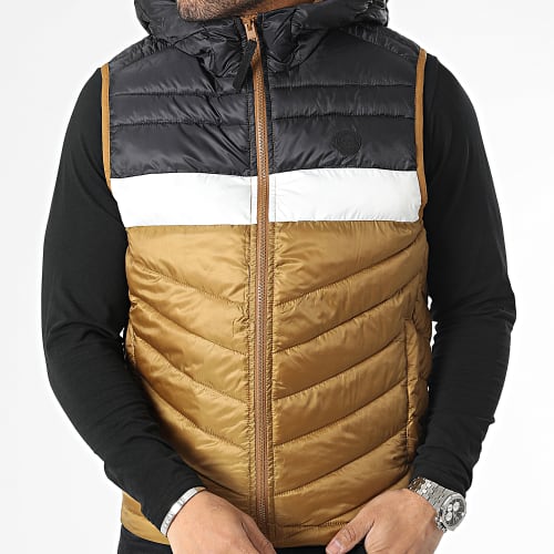 Doudoune Capuche Sans Manches Hero Camel Noir Blanc