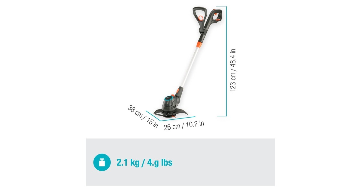 GARDENAComfortCut 23/18V P4A solo grastrimmer  (Grijs/oranje, 14701-55, Accu niet inbegrepen)