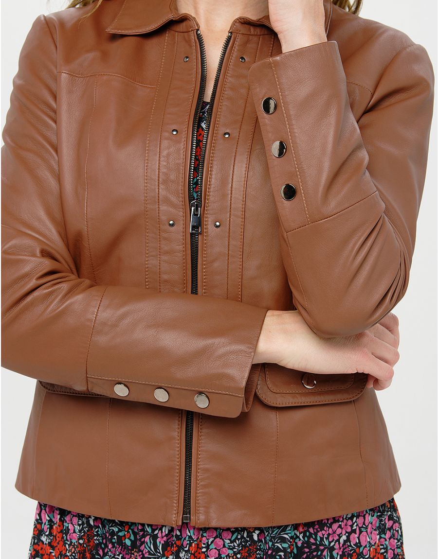 Veste 100% cuir marron