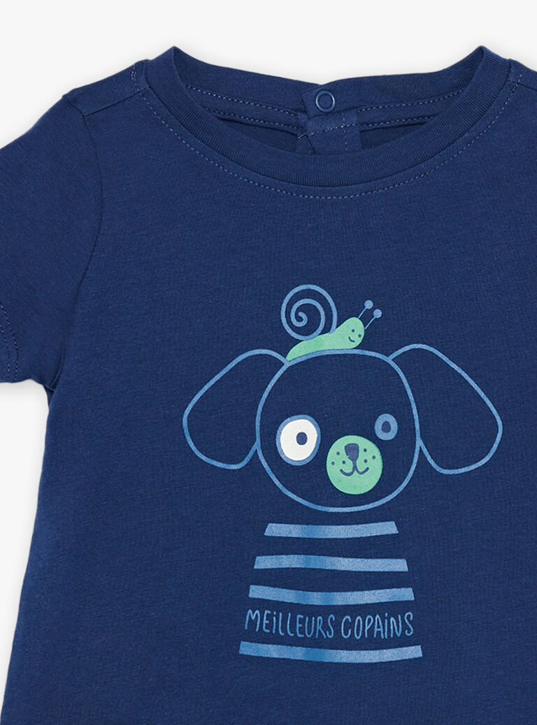 T-shirt bleu nocturne avec animaux