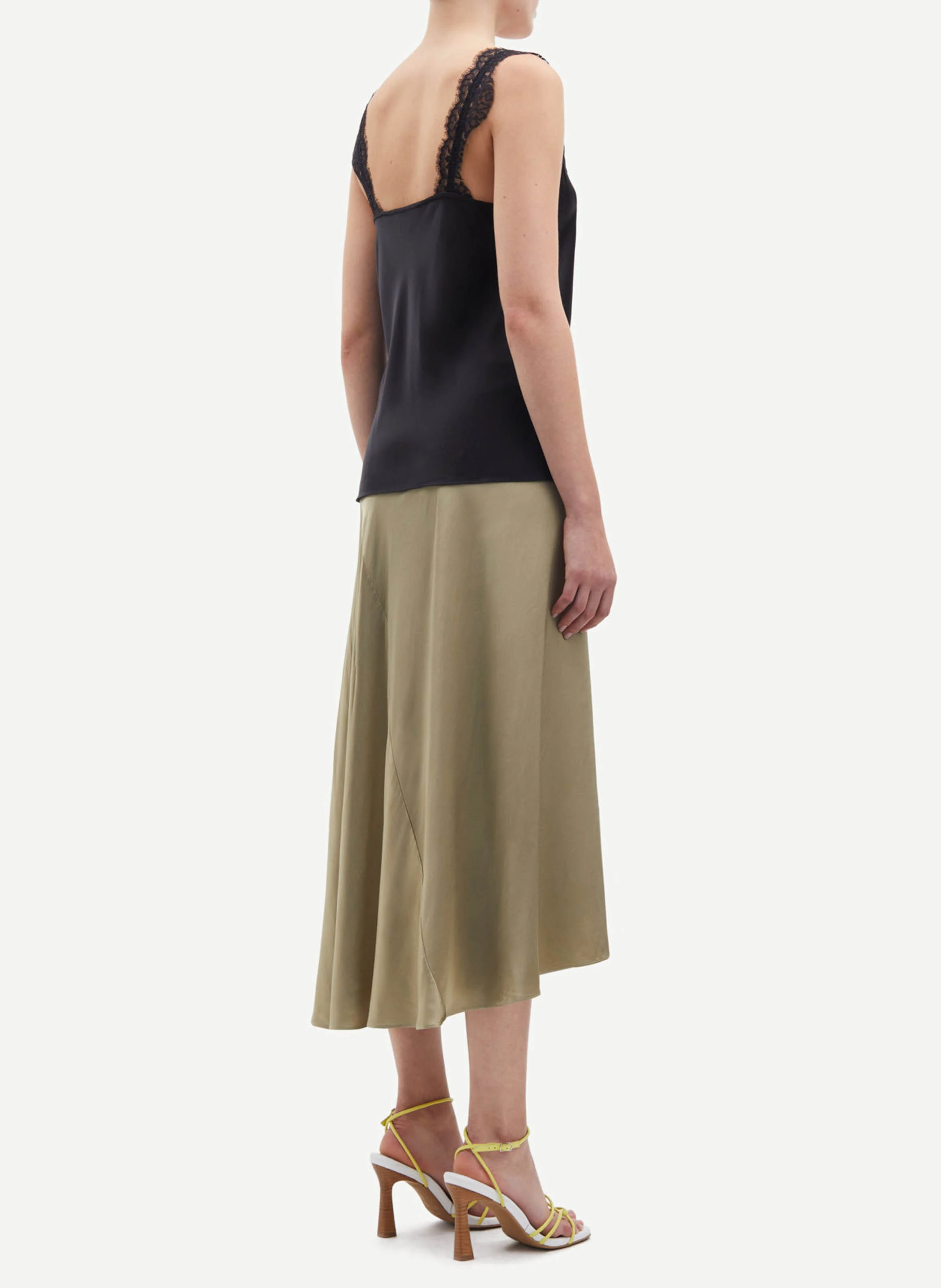 SALACY - Top col V droit en dentelle | Noir