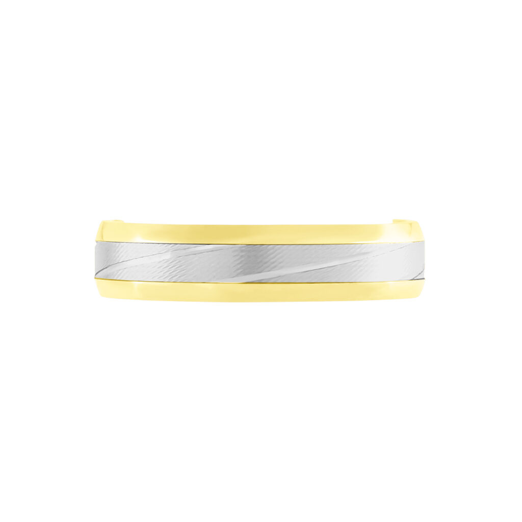 Alliance Fantaisie Rayures Demi Jonc Classique Or Bicolore