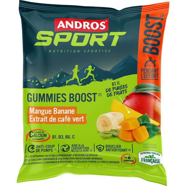 Gels énergétiques ANDROS GUMMIES BOOST MANGUE BANANE CAFE VERT