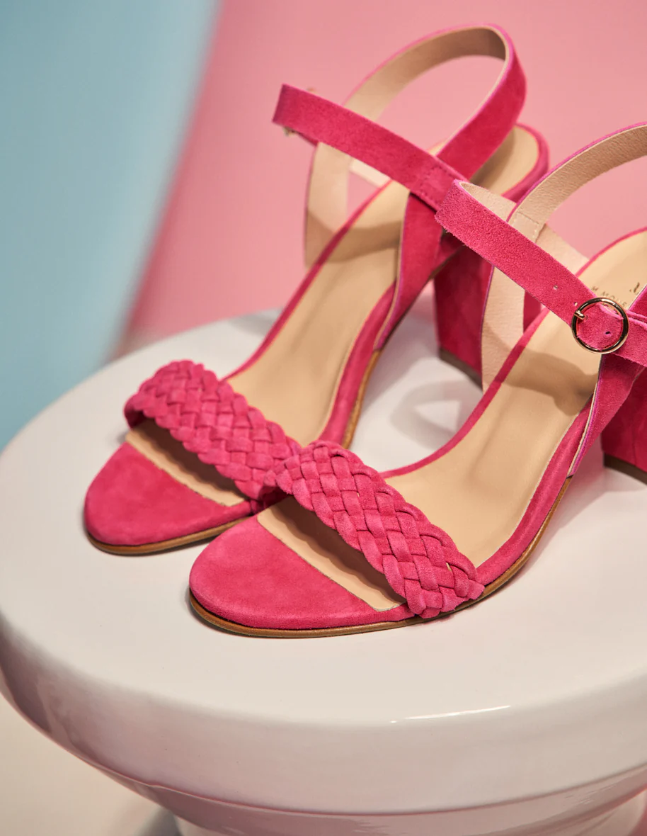 Sandales à talons Victoria H - Suède fuchsia