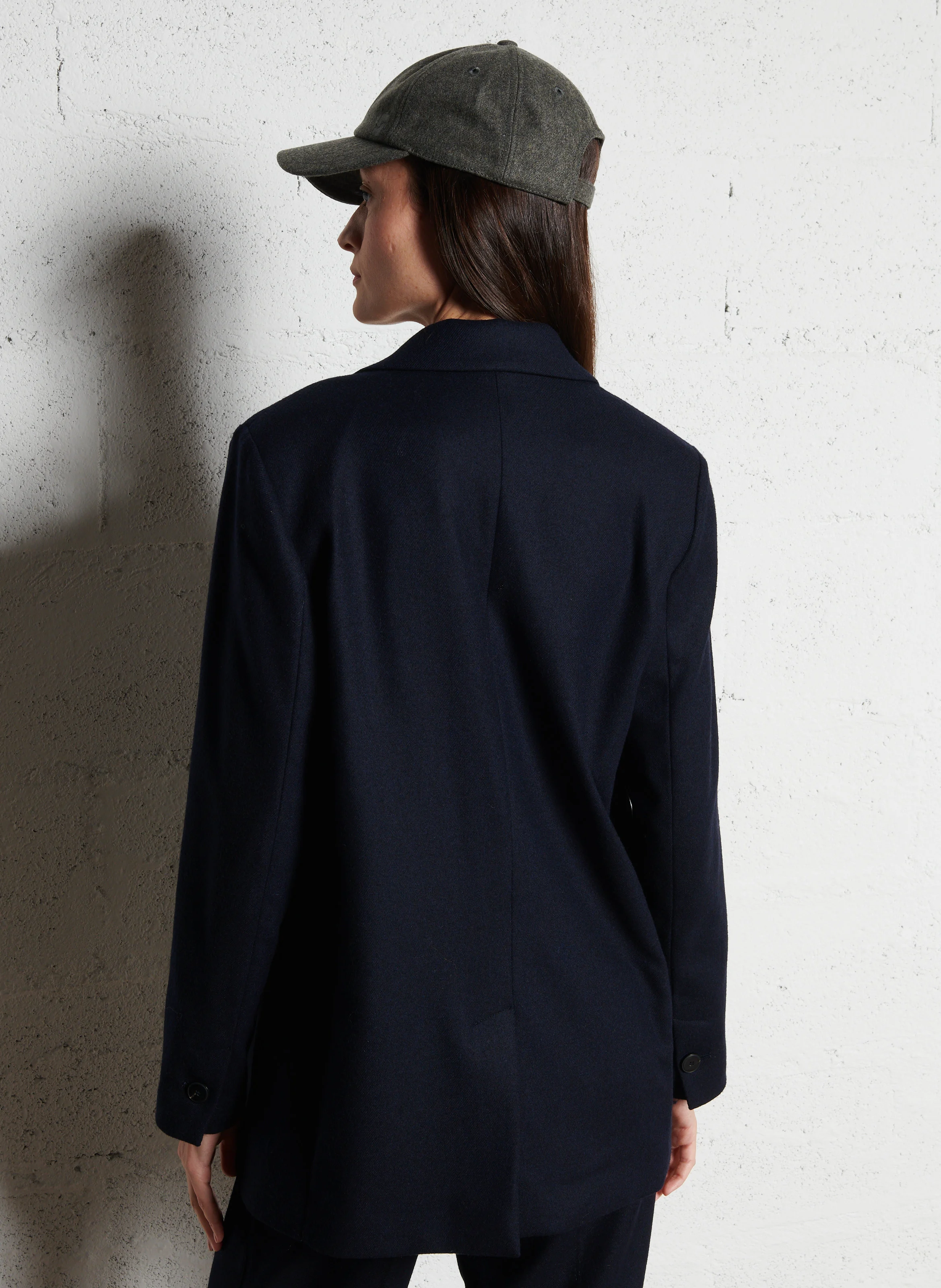 Veste de costume col tailleur en laine mélangée | Bleu
