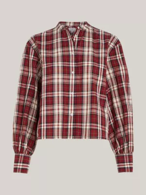 Camisa cropped sem gola Curve Tartan