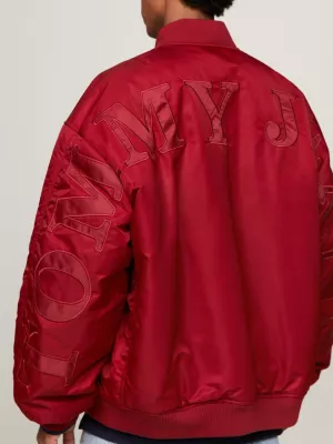 Jaqueta bomber oversized acolchoada com apliques tonais