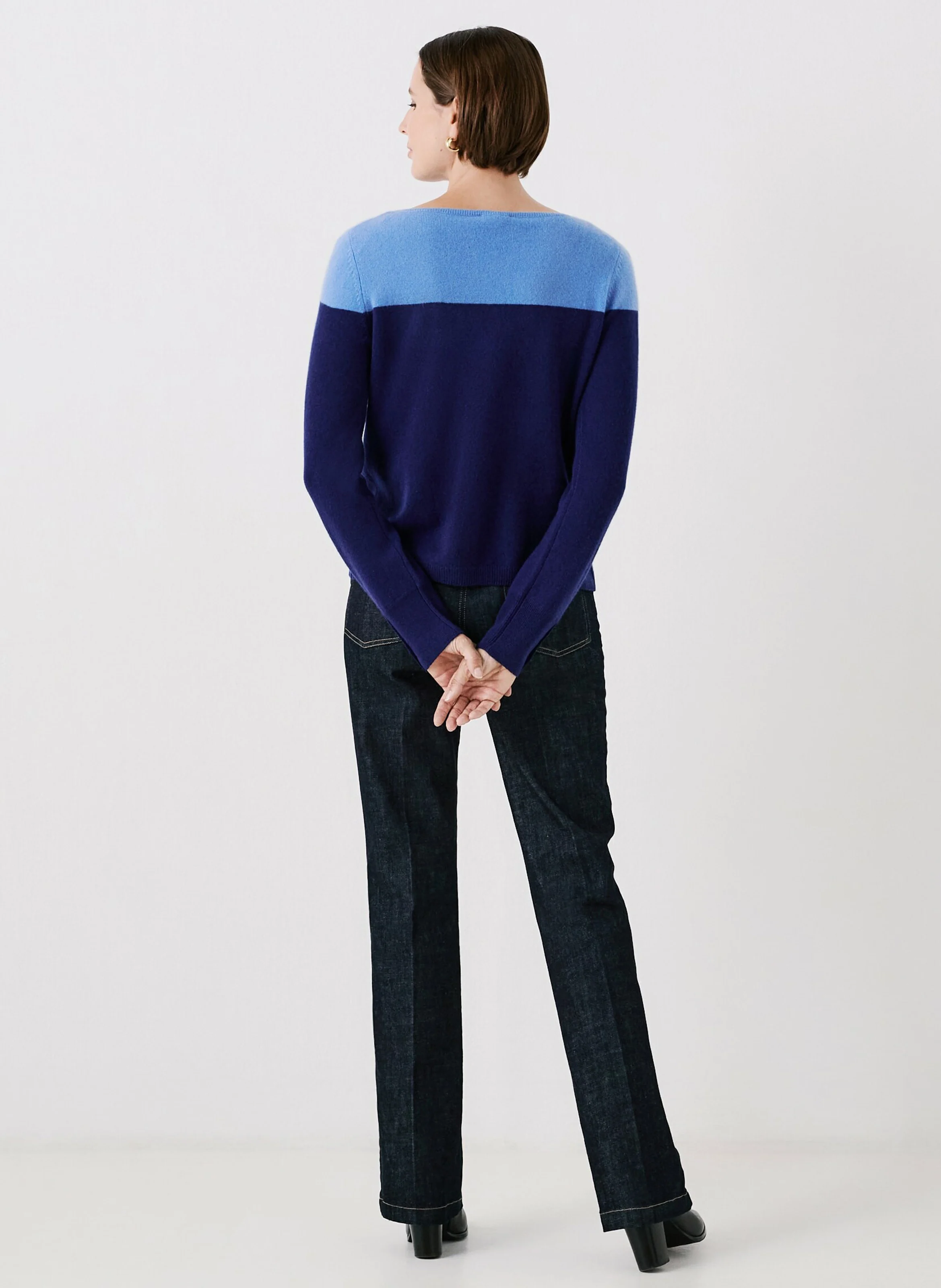 ZOE - Pull droit col rond en cachemire | Bleu