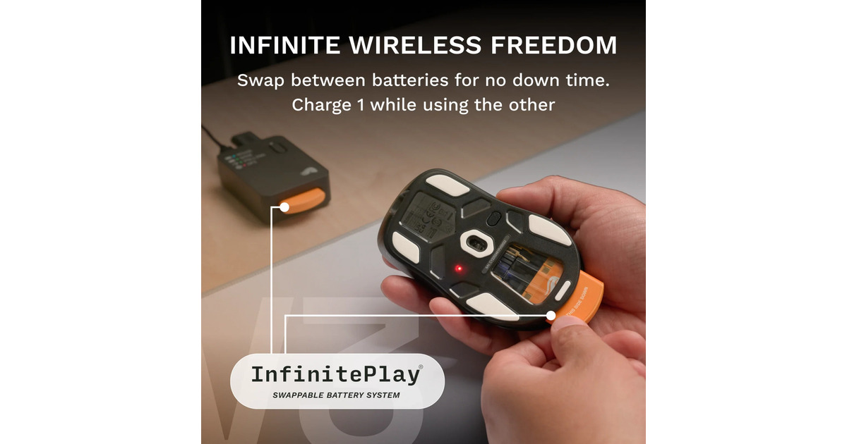 GloriousModel D 3 Wireless gaming muis  (Zwart (mat), Tot 30.000 dpi, RGB, USB / 2.4 GHz / Bluetooth)
