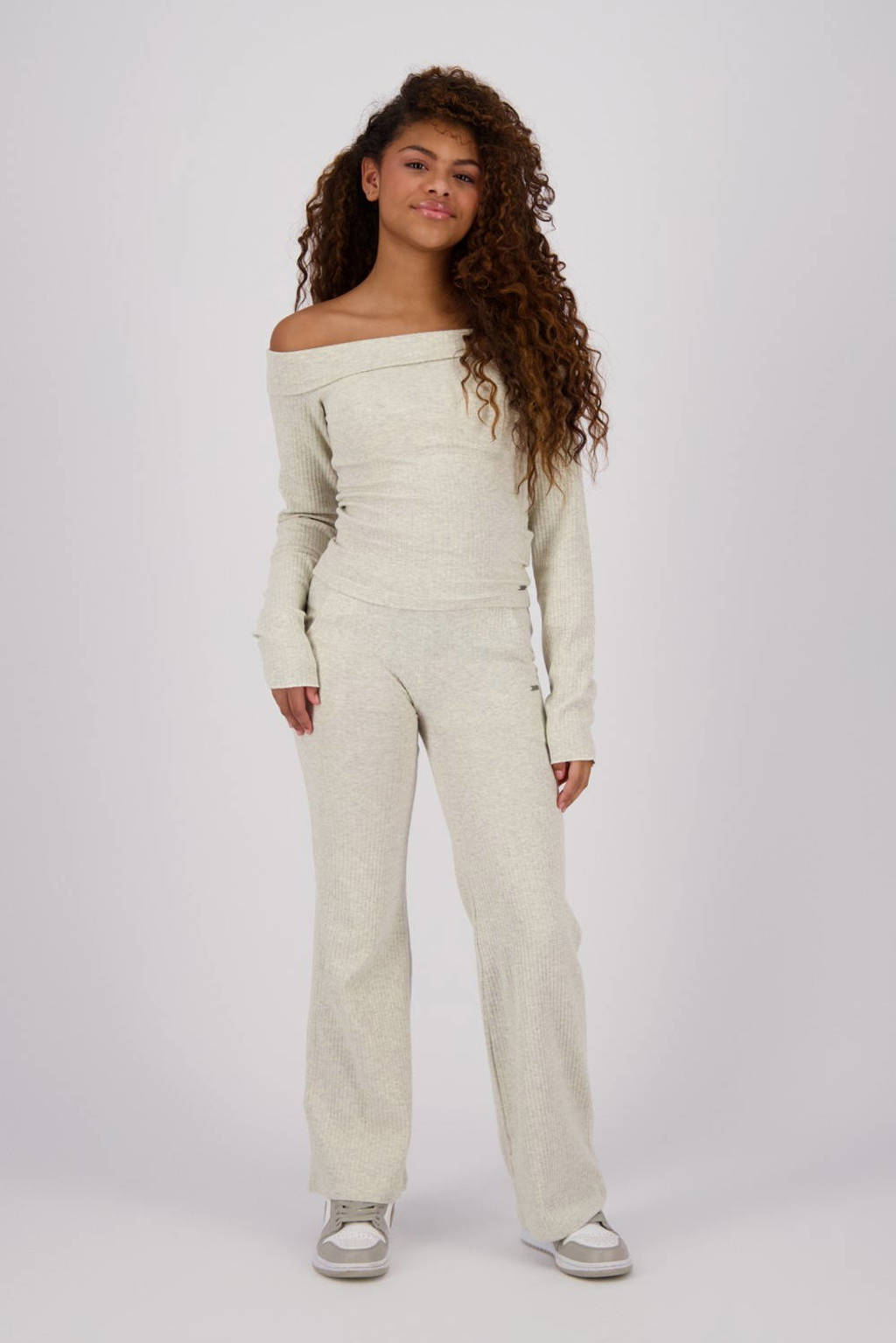 Raizzed wide leg broek Ilva beige