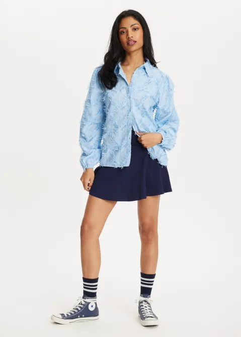 Blouse met franjes blauw (BLW.L)
