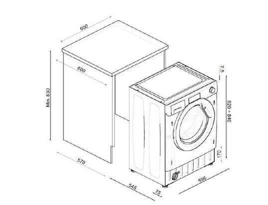 CANDY - Lave linge sechant encastrable CBD 485 D1, Lavage 8kgs, séchage 5 kgs, 1400 tr/mn