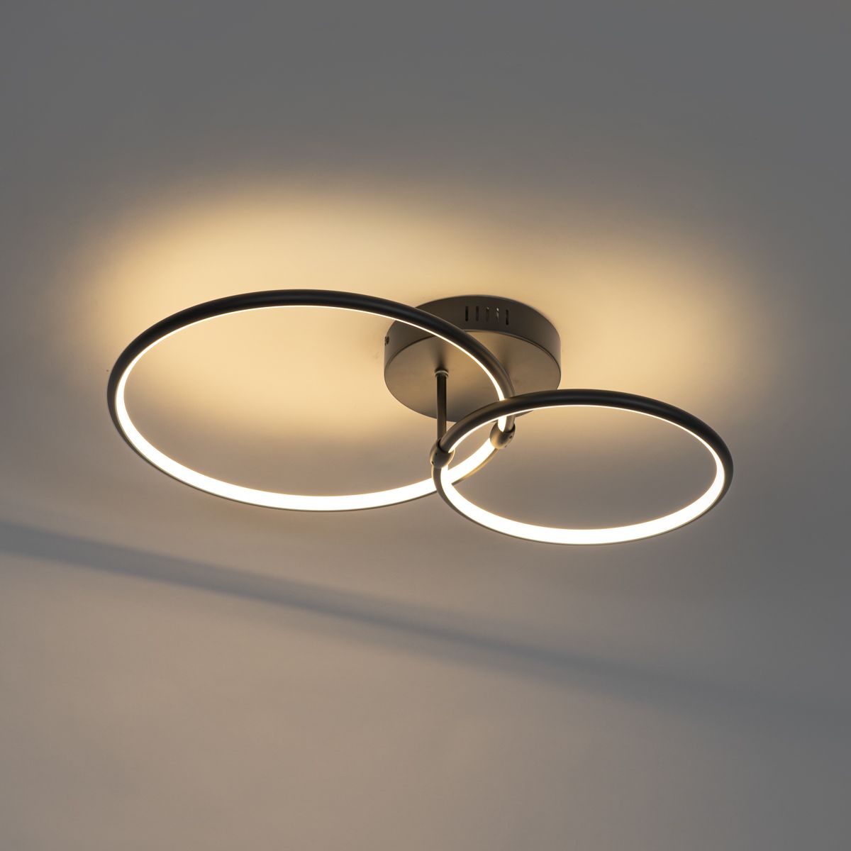 Design plafondlamp zwart incl. LED 3-staps dimbaar 2-lichts - Joaniqa