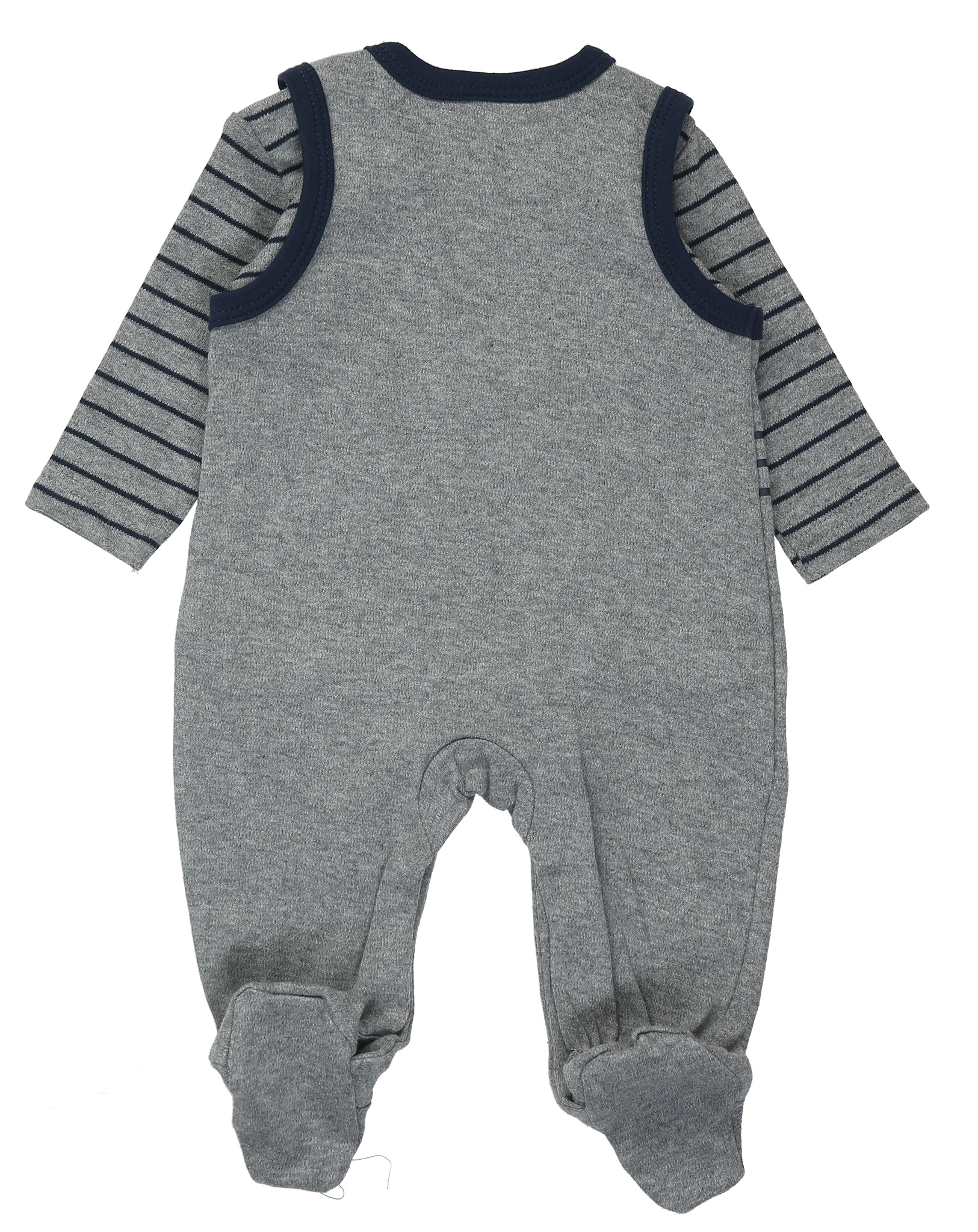 Strampler FEUERWEHRDINO mit Langarmshirt 2er-Pack in grau