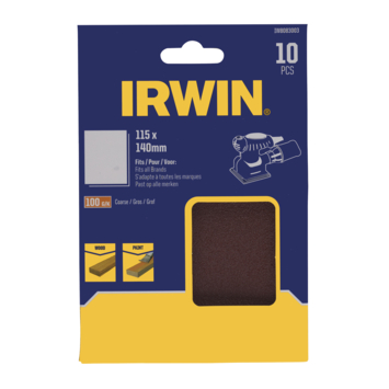 Irwin schuurvel 140 x 115 mm K100 voor klembevestiging, zonder perforatie, 10 stuks.