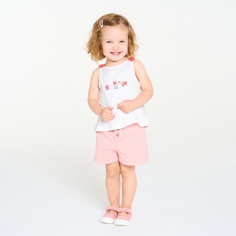 Débardeur à nœuds papillons rose bébé fille Rose