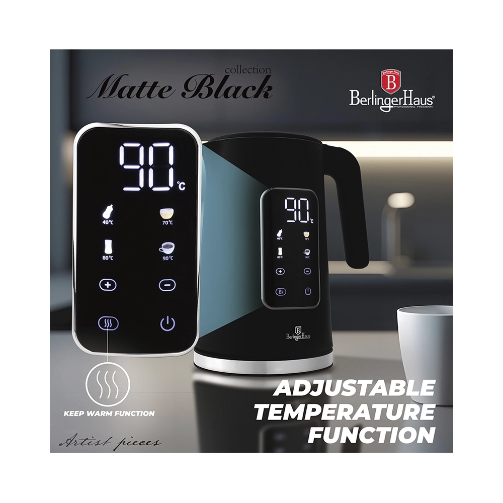 Berlinger Haus Wasserkocher 1.7 Liter mit Digitalanzeige Black Vantage Collection
