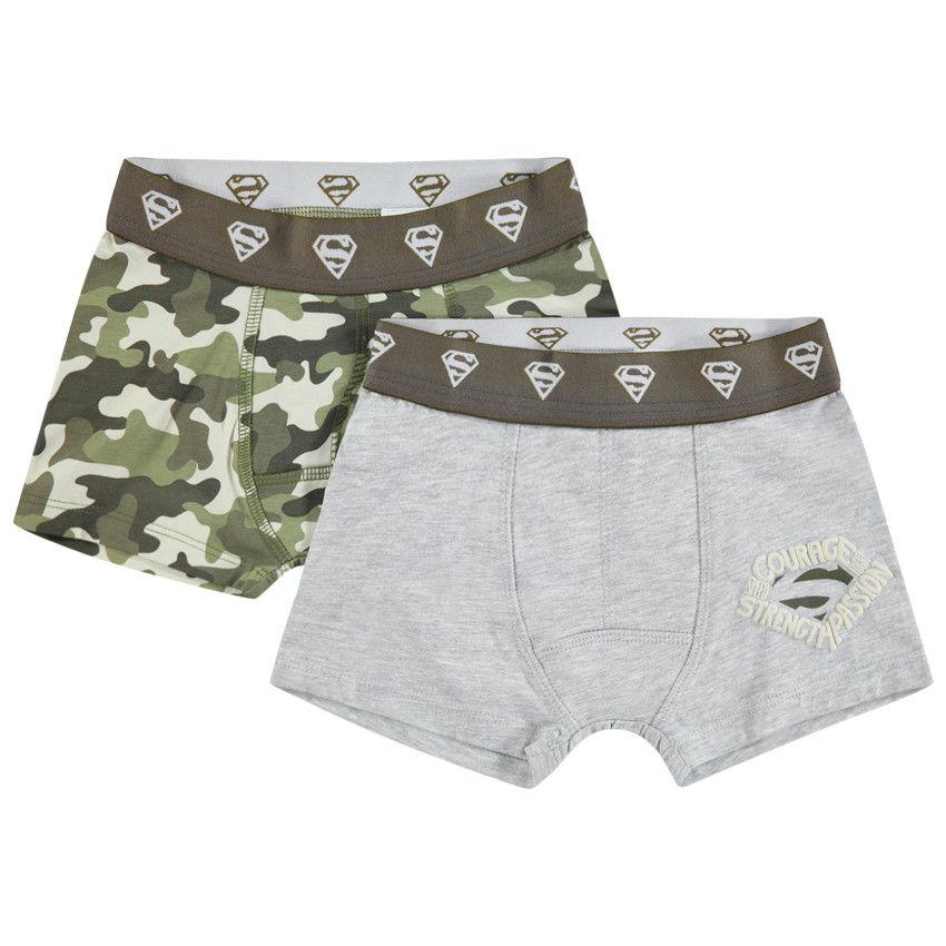 Lot de 2 boxers en coton Superman - Gris chiné
