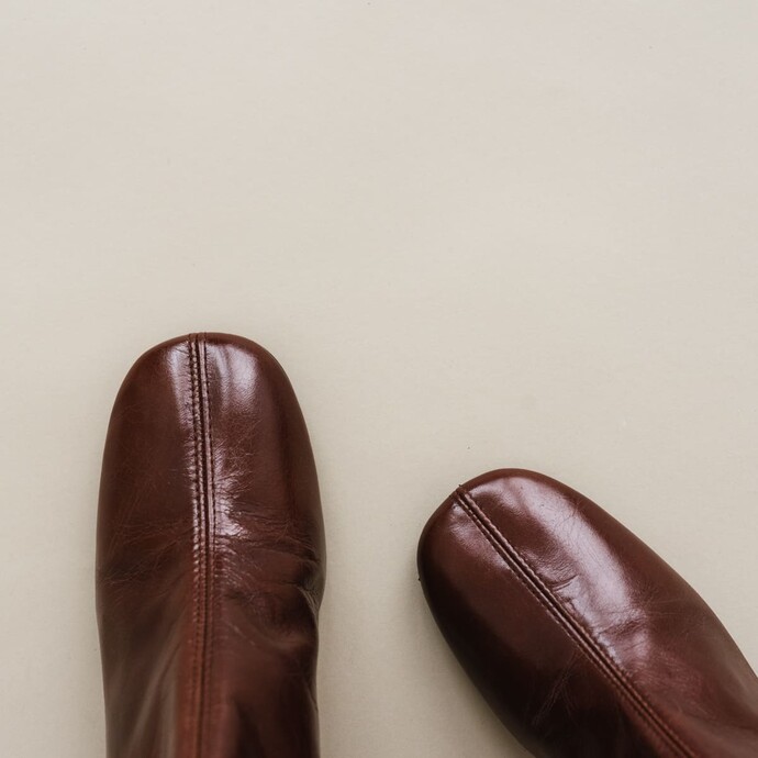 Bottines à talons  en cuir vieilli marron