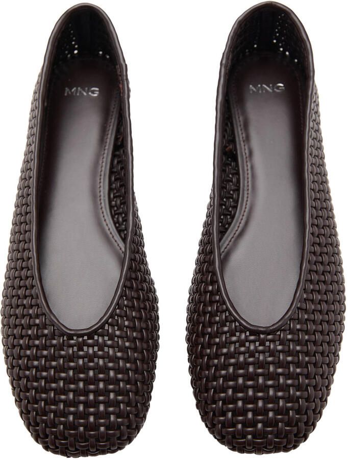 Mango leren ballerina's donkerbruin