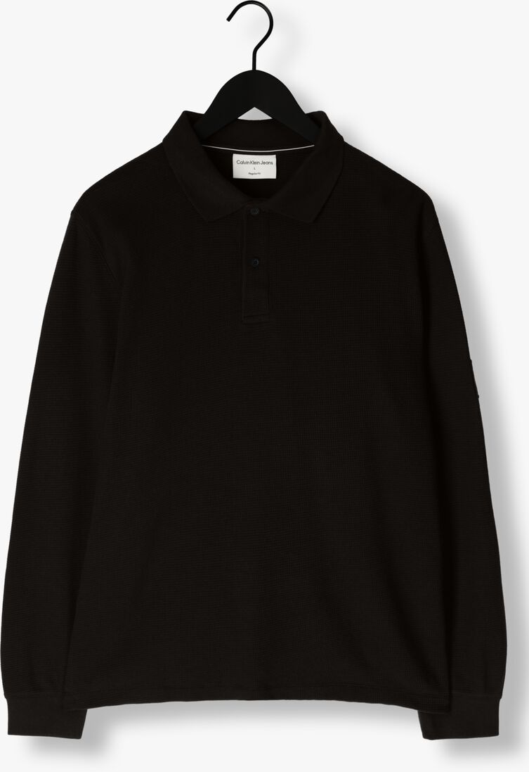 CALVIN KLEIN zwarte calvin klein trui waffle ls badge polo