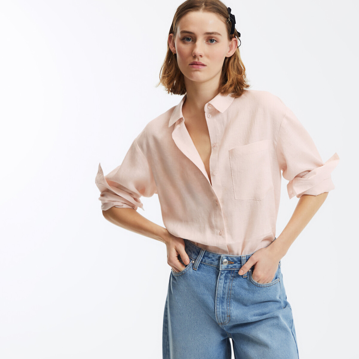 COLEÇÕES LA REDOUTE<br>Camisa de linho folgada, modelo Signature MARLENE