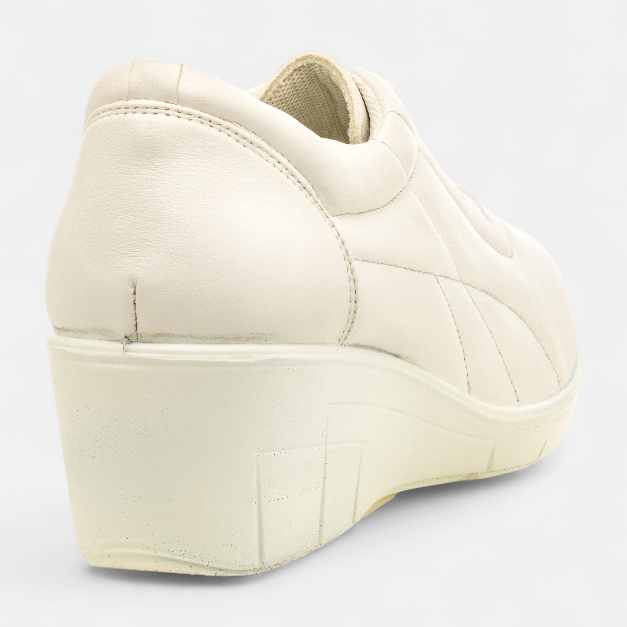 Derbies pieds sensibles à talon compensé Femme en cuir blanc