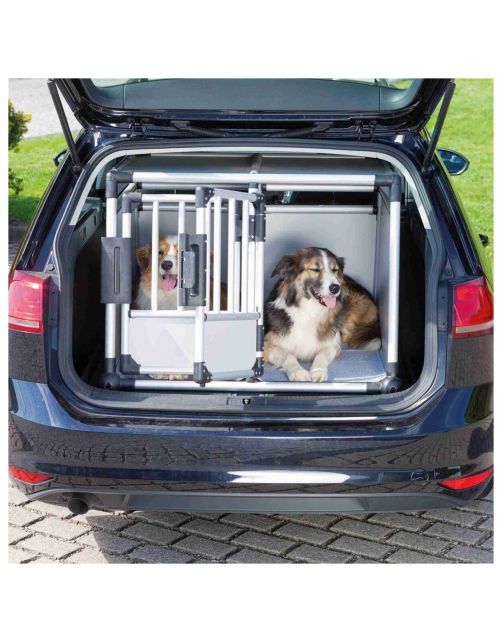 Trixie Dubbele Vervoersbox Auto - Autohondenbench - 93x64x88 cm Zilver M\/L