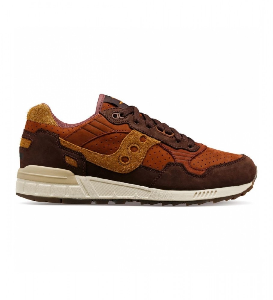 Tênis Saucony Shadow 5000 em couro marrom