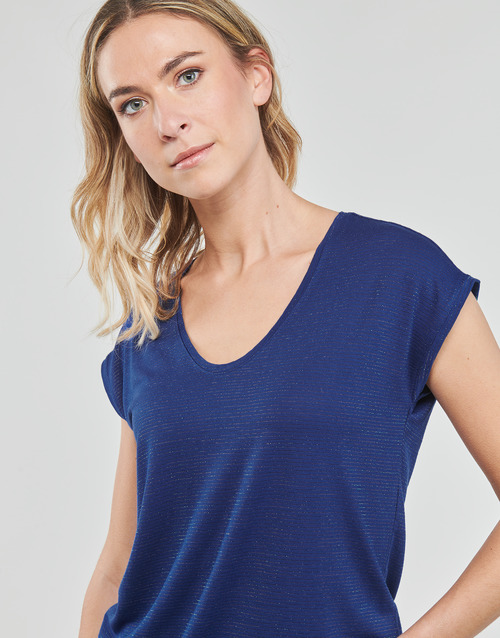 Pieces - PCBILLO TEE LUREX STRIPES - Bleu