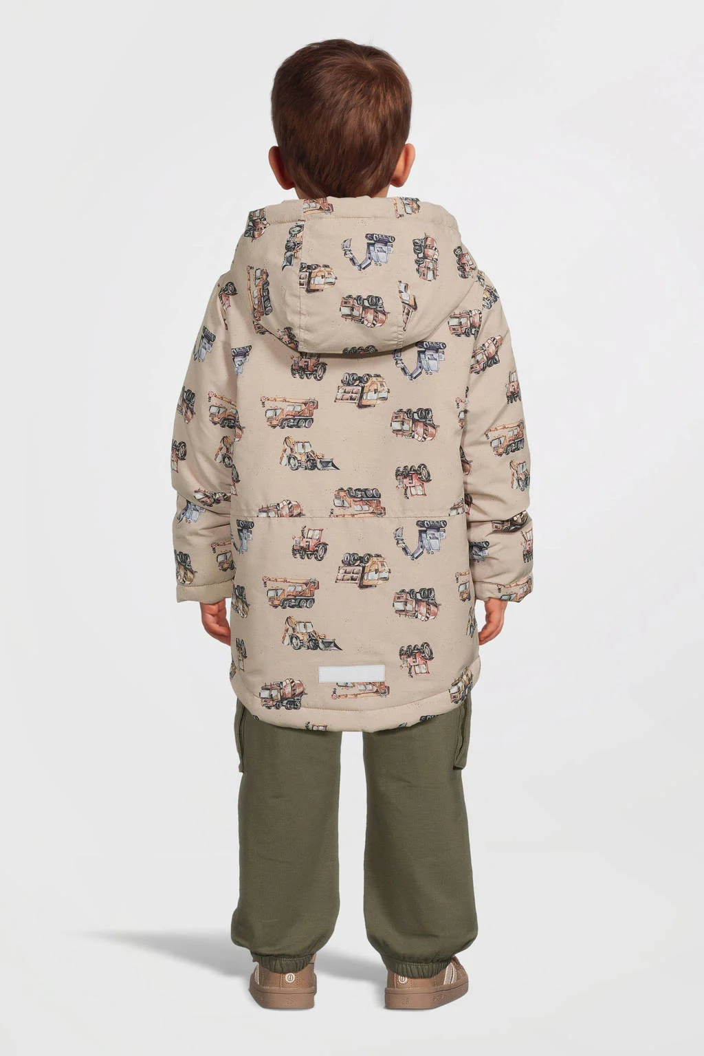 NAME IT winterjas NMMMAX met all over print beige/bruin/blauw