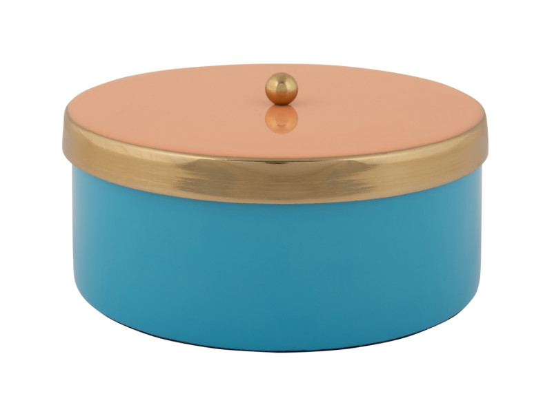 Storage Box Double Funky Medium PT4253BL Aqua blue & peach orange