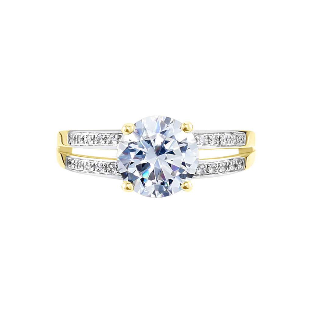 Bague Solitaire Or Jaune Anthyme Oxyde De Zirconium
