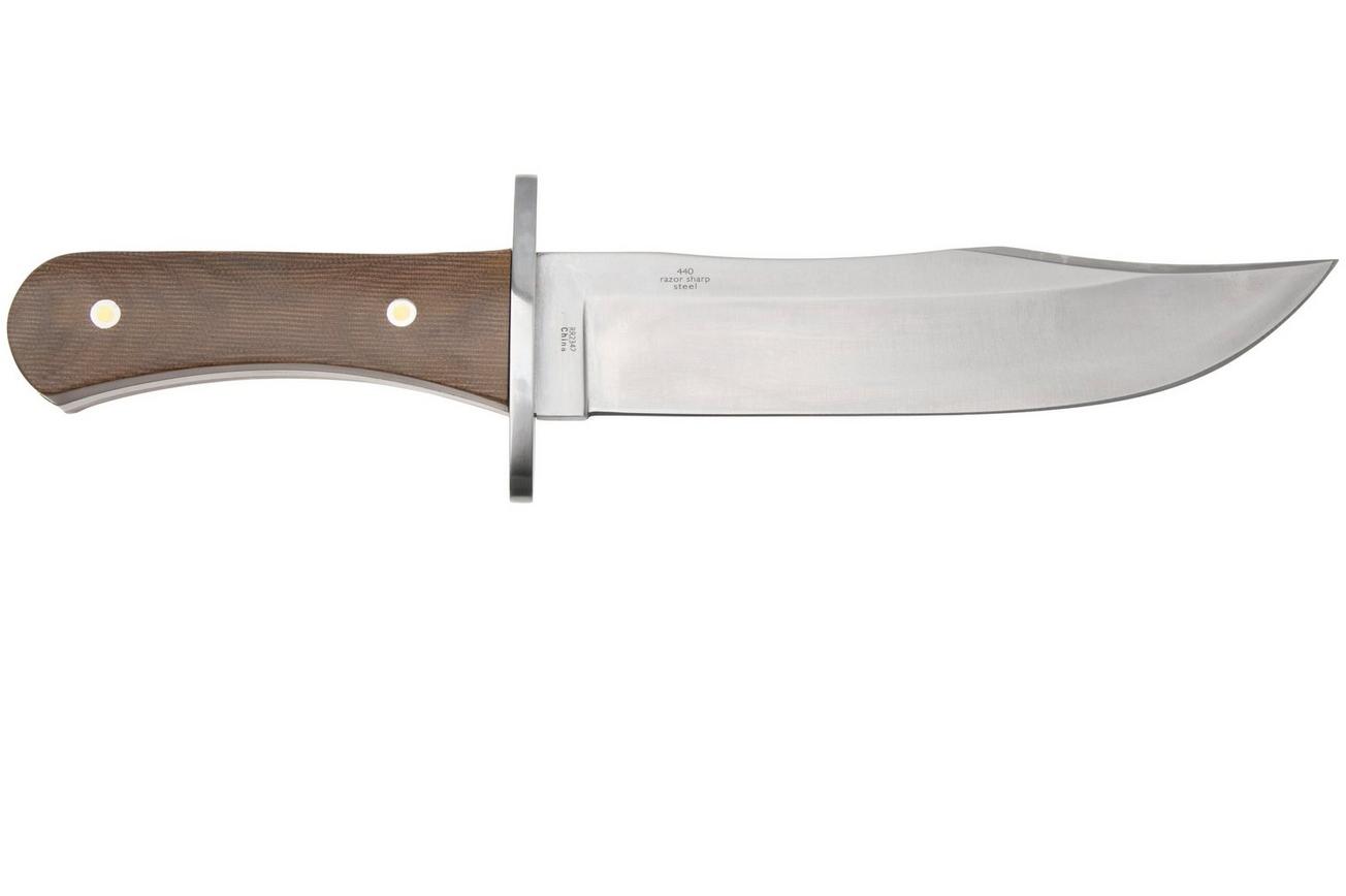 Rough Ryder Tater Skin Bowie RR2342 Satin 440, Brown Burlap Micarta, vaststaand mes