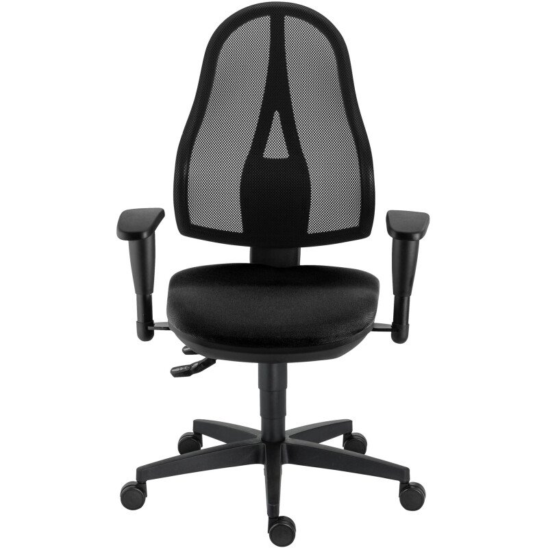 Chaise de bureau Holly tissu et maille - Dossier maille - avec ou sans accoudoirs - Mécanisme Contact permanent - Pied noir