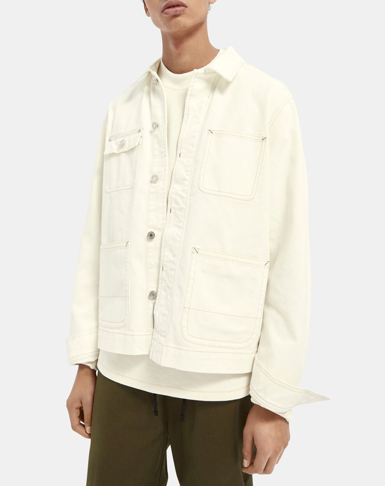 Scotch & Soda Veste en Coton Biologique Worker blanche