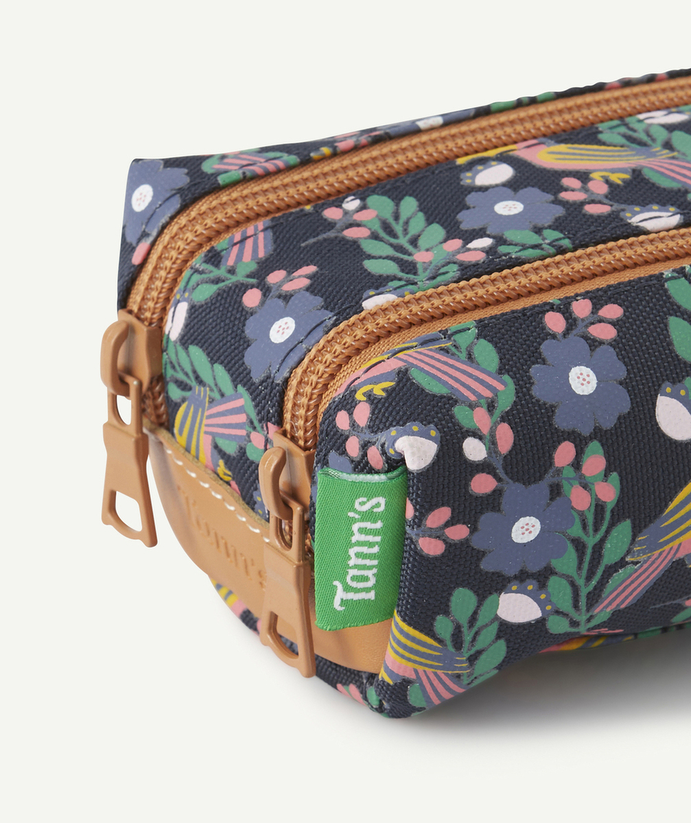 TANN'STROUSSE GABRIELLE BLEU MARINE AVEC TOUCANS ET FLEURS