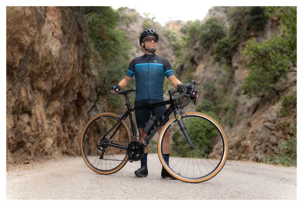 Maillot Manches Courtes Velo Rogelli Hero II - Homme - Bleu/Noir