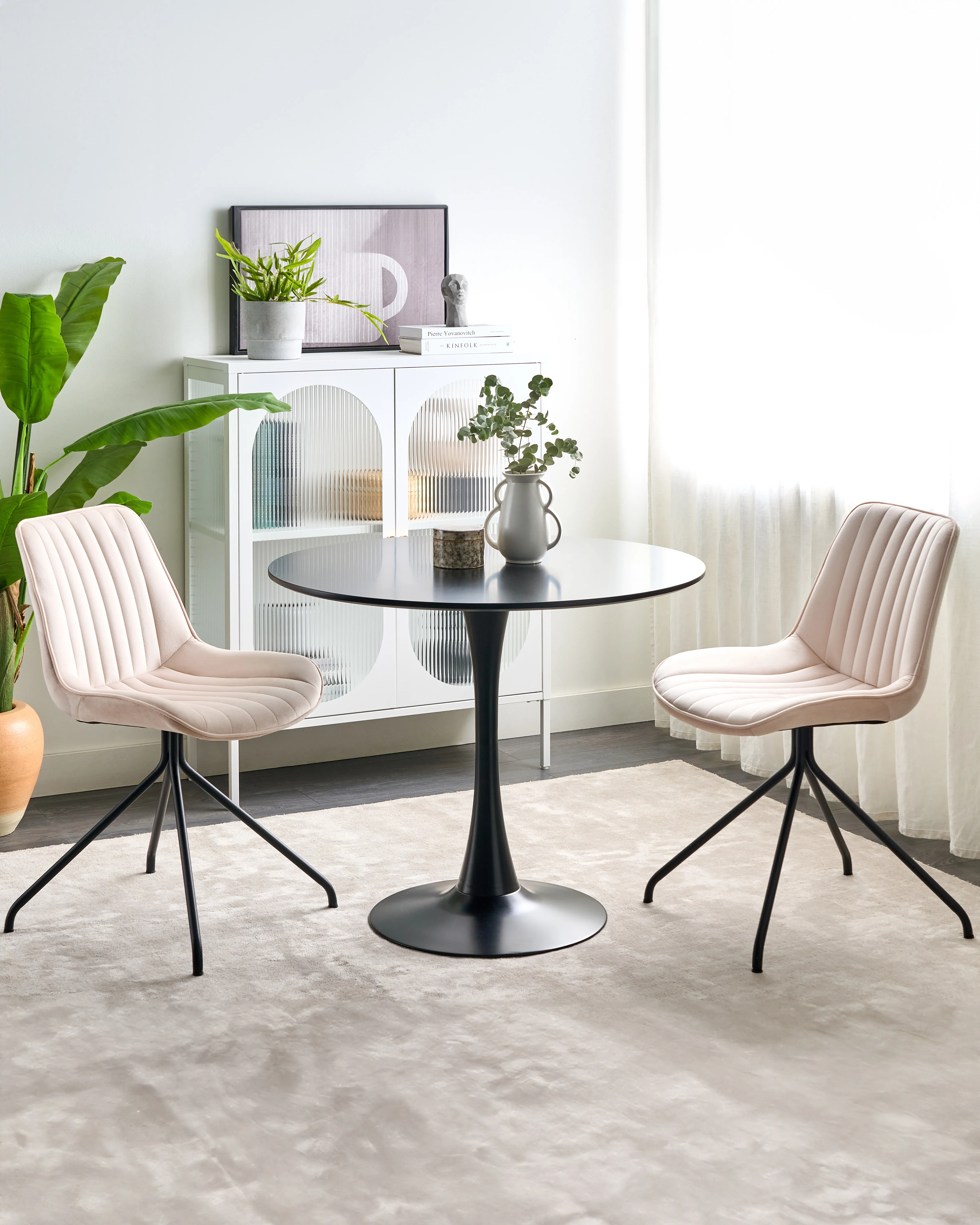 Set van 2 eetkamerstoelen NAVASOTA Fluweel Beige