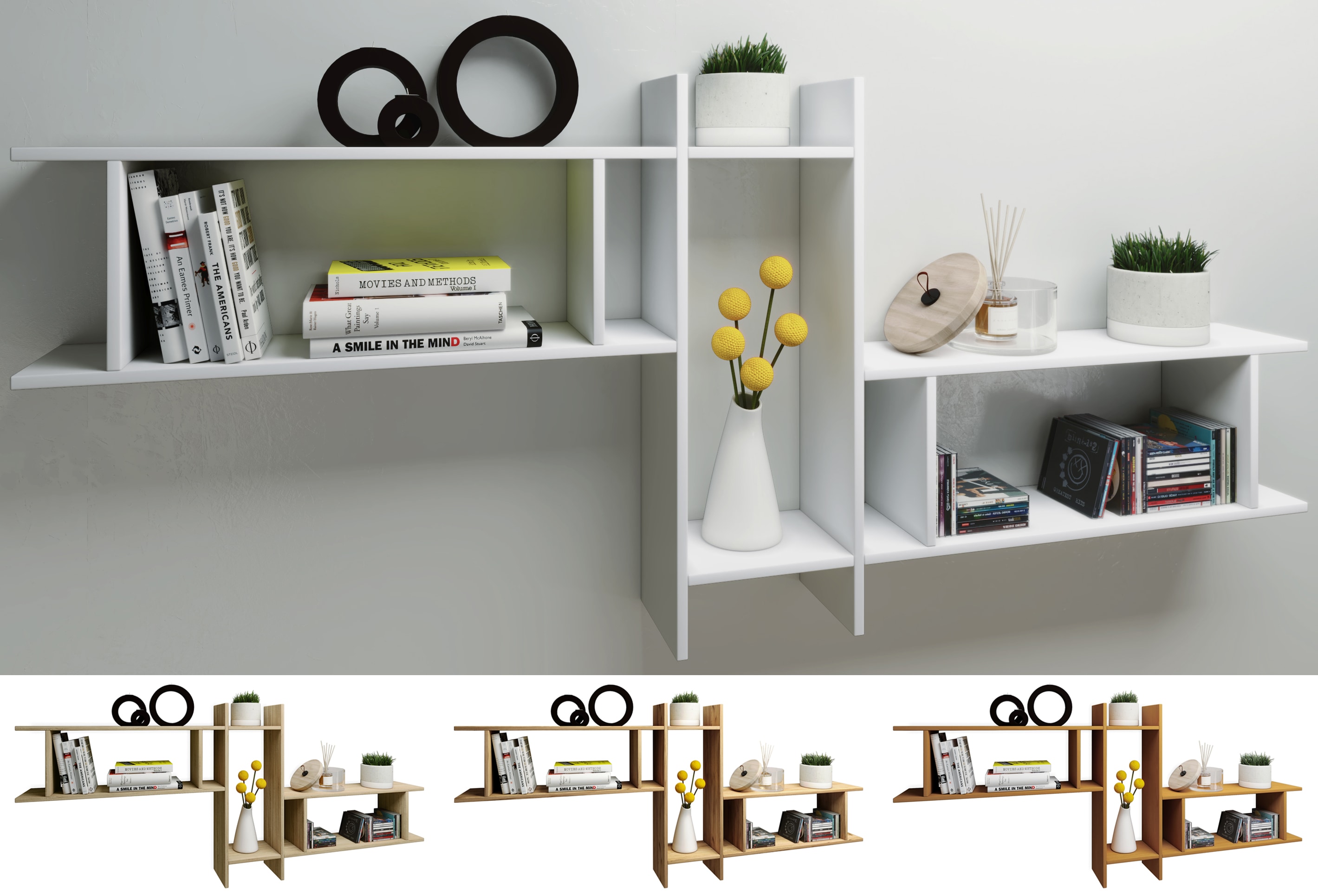 VCM Holz Wandregal Hängeregal Regal Bücherregal Wandboard Deko Board Sirola Maxi