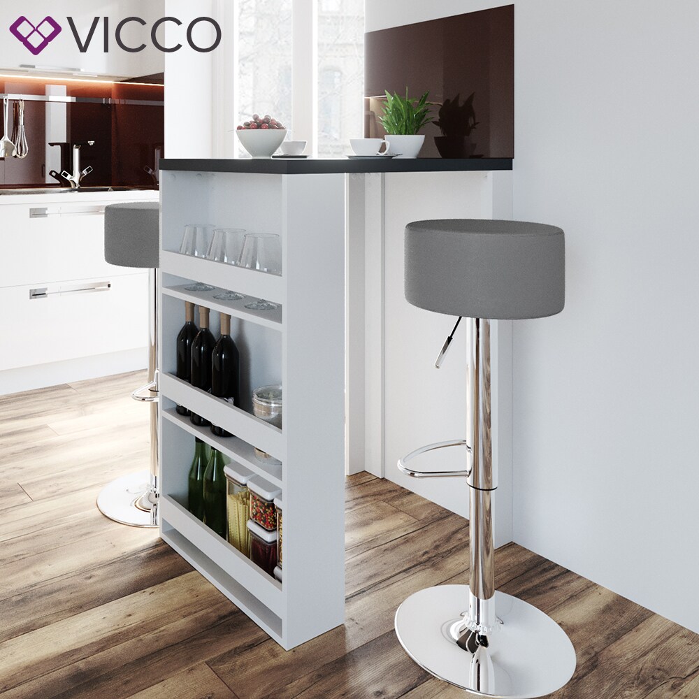 VICCO Bartisch Bartresen Stehtisch Tisch Tresentisch Bistrotisch Weiß Anthrazit inkl. Barhocker